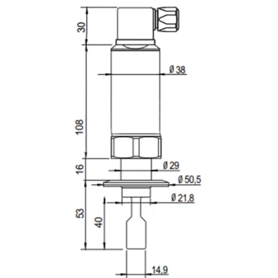 Датчик уровня вибрационный INNOLEVEL IL-VA-TC Ру40, 12 - 55 VDC, IP65, Clamp DN40, удлинение - 40мм, электрополировка зондов, шероховатость ≤ 0,6 мкм, выход PNP/NPN, разъем DIN 43650