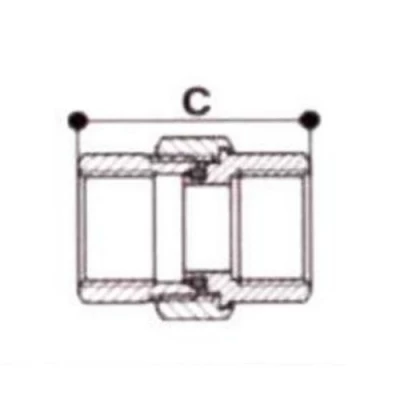 Соединитель (американка) Китай 1/2″ Ду15 Ру16, внутренняя/наружная резьба, прямой, корпус - латунь