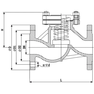 Клапан обратный DN.ru VCR3131-F Ду50 Ру40 фланцевый, подъемный, корпус - нержавеющая сталь AISI 304, диск - нержавеющая сталь AISI 304