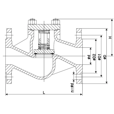Клапан обратный DN.ru VCR3434-F Ду50 Ру40 фланцевый, подъемный, корпус - углеродистая сталь WCB, диск - углеродистая сталь WCB
