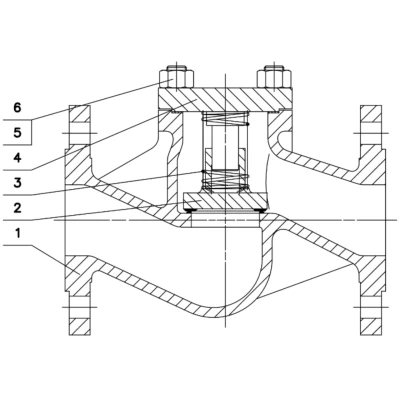 Клапан обратный DN.ru VCR3434-F Ду50 Ру40 фланцевый, подъемный, корпус - углеродистая сталь WCB, диск - углеродистая сталь WCB