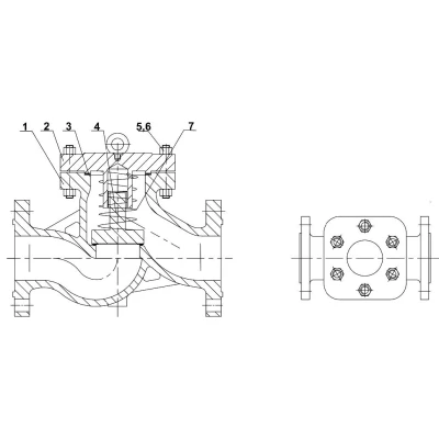 Клапан обратный DN.ru VCR3434-F Ду50 Ру40 фланцевый, подъемный, корпус - углеродистая сталь WCB, диск - углеродистая сталь WCB