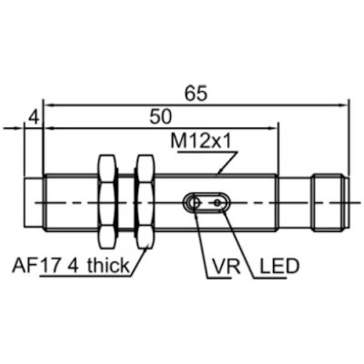 Датчик емкостный LANBAO CR12CN04DPO-E2 резьбовой, монтаж - незаподлицо, расстояние срабатывания - 4мм, тип выходного сигнала - PNP NO, соединение - разъем M12, материал корпуса - пластик, IP67