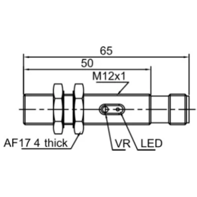 Датчик емкостный LANBAO CR12CF02DNO-E2 резьбовой, монтаж - заподлицо, расстояние срабатывания - 2мм, тип выходного сигнала - NPN NO, соединение - разъем M12, материал корпуса - пластик, IP67