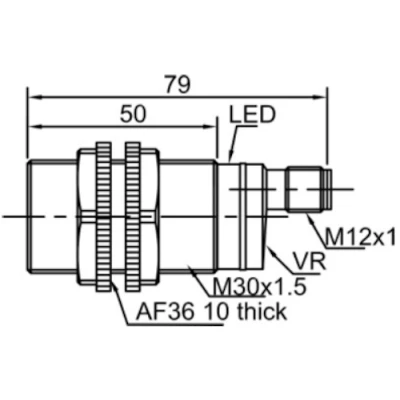 Датчик емкостный LANBAO CR30SCF10DPO-E2 резьбовой, монтаж - заподлицо, расстояние срабатывания - 10мм, тип выходного сигнала - PNP NO, соединение - разъем M12, материал корпуса - латунь никелированная, IP67