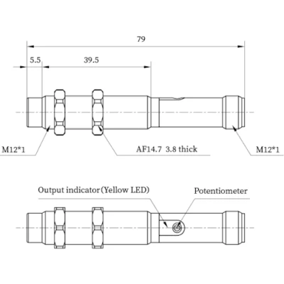 Датчик емкостный LANBAO CR12XSCN08DPCY-E2 резьбовой, монтаж - незаподлицо, расстояние срабатывания - 8мм, тип выходного сигнала - PNP NC, соединение - разъем M12, материал корпуса - пластик, IP67