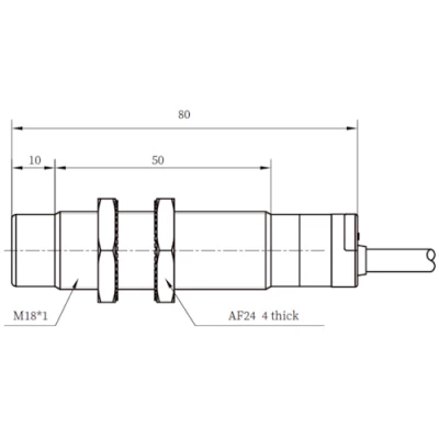 Датчик емкостный LANBAO CR18XCN12DPRY резьбовой, монтаж - незаподлицо, расстояние срабатывания - 12мм, тип выходного сигнала - PNP NO+NC, соединение - кабель 2м, материал корпуса - латунь никелированная, IP67