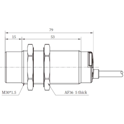 Датчик емкостный LANBAO CR30XCN25DNRY резьбовой, монтаж - незаподлицо, расстояние срабатывания - 25мм, тип выходного сигнала - NPN NO+NC, соединение - кабель 2м, материал корпуса - латунь никелированная, IP67
