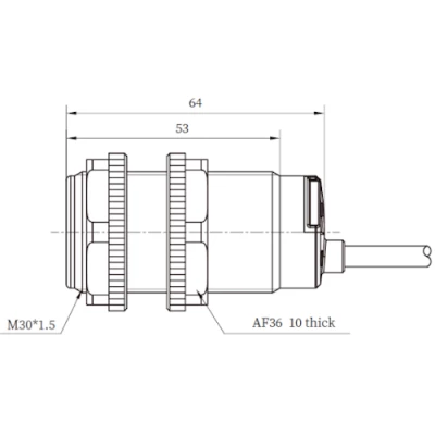 Датчик емкостный LANBAO CR30XSCF15DPRY резьбовой, монтаж - заподлицо, расстояние срабатывания - 15мм, тип выходного сигнала - PNP NO+NC, соединение - кабель 2м, материал корпуса - пластик, IP68
