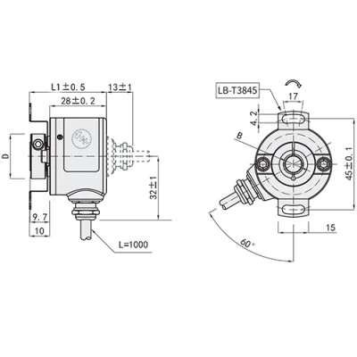Энкодеры инкрементальные LANBAO ENI38KQ6, материал корпуса - алюминиевый сплав, полый сквозной вал - 6мм, разрешение - 1000-4096имп/об, выход - PUSH-PULL, кабель - 1-5м, напряжение - 5/8-30В, IP50/65