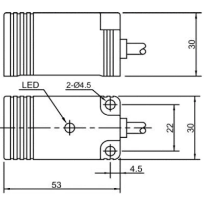 Датчик индуктивный LANBAO LE30SN15ATC прямоугольный, монтаж - незаподлицо, расстояние срабатывания - 15мм, тип выходного сигнала - 2-х проводной NC, соединение - кабель 2м, материал корпуса - пластик, IP67
