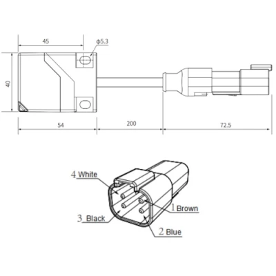 Датчик индуктивный LANBAO LE40ESF20DNCY-F8 прямоугольный, монтаж - заподлицо, расстояние срабатывания - 20мм, тип выходного сигнала - NPN NC, соединение - кабель 2м, материал корпуса - поликарбонат, IP68