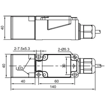 Датчик индуктивный LANBAO LE40XZSF10LI4M-D прямоугольный, монтаж - заподлицо, расстояние срабатывания - 10мм, соединение - клеммы, материал корпуса - полибутилентерефталат, IP67