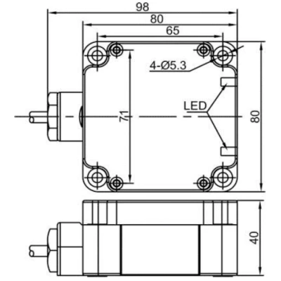 Датчик индуктивный LANBAO LE80XZSN50LI4M-D прямоугольный, монтаж - незаподлицо, расстояние срабатывания - 50мм, соединение - клеммы, материал корпуса - полибутилентерефталат, IP67