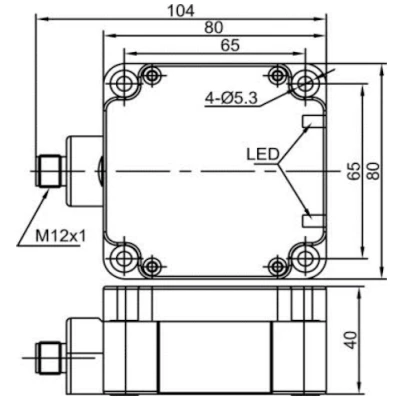 Датчик индуктивный LANBAO LE80XZSF40LUM-E2 прямоугольный, монтаж - заподлицо, расстояние срабатывания - 40мм, соединение - разъем M12, материал корпуса - полибутилентерефталат, IP67