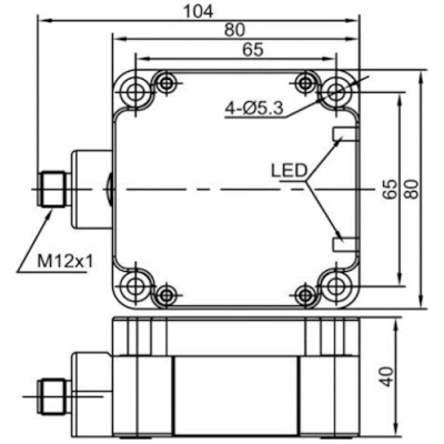 Датчик индуктивный LANBAO LE80XZSN70ATCY-E2 прямоугольный, монтаж - незаподлицо, расстояние срабатывания - 70мм, тип выходного сигнала - 2-х проводной NC, соединение - разъем M12, материал корпуса - пластик, IP67
