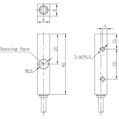 Датчик индуктивный LANBAO LE82VF15DPO прямоугольный, монтаж - заподлицо, расстояние срабатывания - 1.5мм, тип выходного сигнала - PNP NO, соединение - кабель 2м, материал корпуса - алюминий, IP67