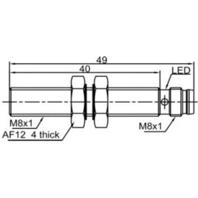 Датчик индуктивный LANBAO LR08BF15DPO-E1 резьбовой, монтаж - заподлицо, расстояние срабатывания - 1.5мм, тип выходного сигнала - PNP NO, соединение - разъем M8, материал корпуса - сталь нержавеющая, IP67