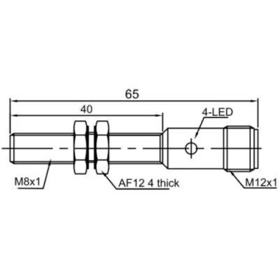 Датчик индуктивный LANBAO LR08BF02DLCY-E2 резьбовой, монтаж - заподлицо, расстояние срабатывания - 2мм, тип выходного сигнала - 2-х проводной NC, соединение - разъем M12, материал корпуса - латунь никелированная, IP67
