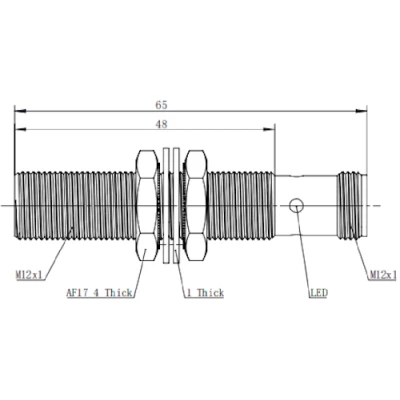 Датчик индуктивный LANBAO LR12EBF04DNCY-E2 резьбовой, монтаж - заподлицо, расстояние срабатывания - 4мм, тип выходного сигнала - NPN NC, соединение - разъем M12, материал корпуса - медно-никелевый сплав, IP68