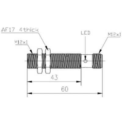 Датчик индуктивный LANBAO LR12XBF04DPCA-E2 резьбовой, монтаж - заподлицо, расстояние срабатывания - 4мм, тип выходного сигнала - PNP NC, соединение - разъем M12, материал корпуса - латунь, IP67
