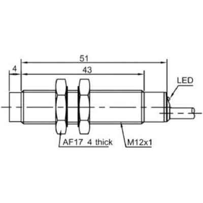 Датчик индуктивный LANBAO LR12XBN04DPCW резьбовой, монтаж - незаподлицо, расстояние срабатывания - 4мм, тип выходного сигнала - PNP NC, соединение - кабель 2м, материал корпуса - латунь никелированная, IP67