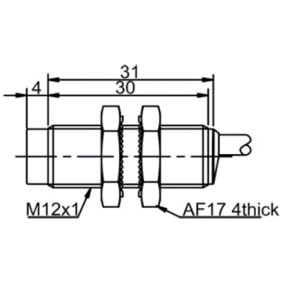 Датчик индуктивный LANBAO LR12XAN04FLCN резьбовой, монтаж - незаподлицо, расстояние срабатывания - 4мм, тип выходного сигнала - NAMUR , соединение - кабель 2м, материал корпуса - латунь никелированная, IP67