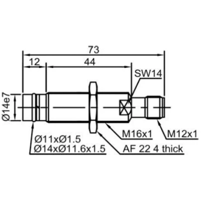 Датчик индуктивный LANBAO LR16XBF02DNOB-E2 резьбовой, монтаж - заподлицо, расстояние срабатывания - 2мм, тип выходного сигнала - NPN NO, соединение - разъем M12, материал корпуса - сталь нержавеющая, IP68