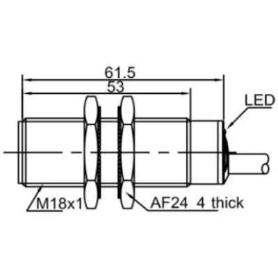 Датчик индуктивный LANBAO LR18XCF05LUM резьбовой, монтаж - заподлицо, расстояние срабатывания - 5мм, соединение - кабель, материал корпуса - латунь никелированная, IP67