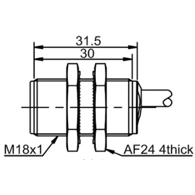 Датчик индуктивный LANBAO LR18XAF05FLCN резьбовой, монтаж - заподлицо, расстояние срабатывания - 5мм, тип выходного сигнала - NAMUR , соединение - кабель 2м, материал корпуса - латунь никелированная, IP67