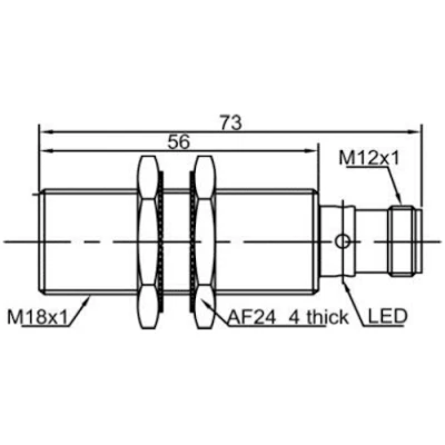 Датчик индуктивный LANBAO LR18XCF08SBCY-E2 резьбовой, монтаж - заподлицо, расстояние срабатывания - 8мм, тип выходного сигнала - 2-х проводной NC, соединение - разъем M12, материал корпуса - латунь никелированная, IP67