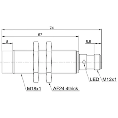 Датчик индуктивный LANBAO LR18XCN08DPOQ-E2 резьбовой, монтаж - незаподлицо, расстояние срабатывания - 8мм, тип выходного сигнала - PNP NO, соединение - разъем M12, материал корпуса - сталь нержавеющая, IP67