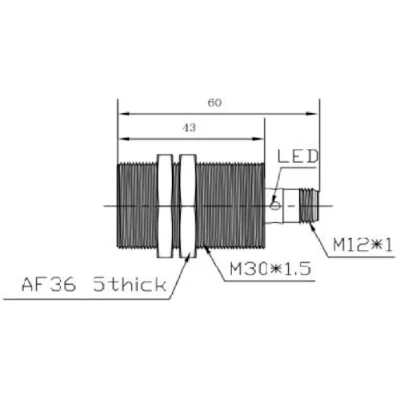 Датчик индуктивный LANBAO LR30XBF15DNOA-E2 резьбовой, монтаж - заподлицо, расстояние срабатывания - 15мм, тип выходного сигнала - NPN NO, соединение - разъем M12, материал корпуса - латунь, IP67