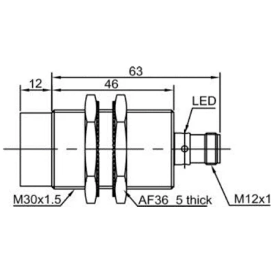 Датчик индуктивный LANBAO LR30XBN15DPR-E2 резьбовой, монтаж - незаподлицо, расстояние срабатывания - 15мм, тип выходного сигнала - PNP NO+NC, соединение - разъем M12, материал корпуса - латунь никелированная, IP67