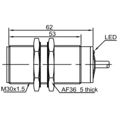 Датчик индуктивный LANBAO LR30XCF10LUM резьбовой, монтаж - заподлицо, расстояние срабатывания - 10мм, соединение - кабель, материал корпуса - латунь никелированная, IP67