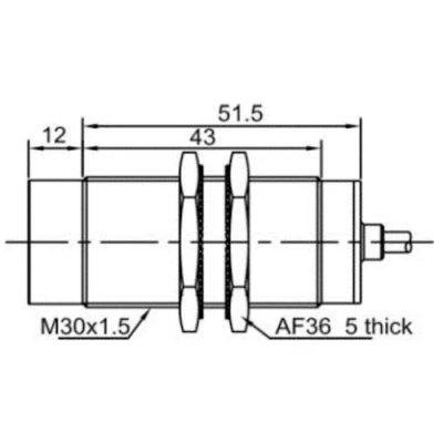 Датчик индуктивный LANBAO LR30XBN15DNOW резьбовой, монтаж - незаподлицо, расстояние срабатывания - 15мм, тип выходного сигнала - NPN NO, соединение - кабель 2м, материал корпуса - латунь никелированная, IP67
