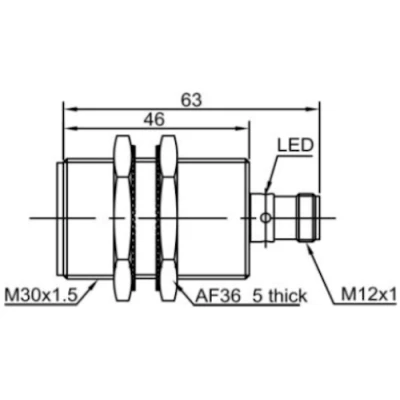 Датчик индуктивный LANBAO LR30XBF15DPRY-E2 резьбовой, монтаж - заподлицо, расстояние срабатывания - 15мм, тип выходного сигнала - PNP NO+NC, соединение - разъем M12, материал корпуса - латунь никелированная, IP67