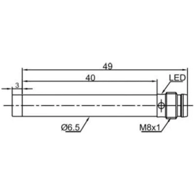 Датчик индуктивный LANBAO LR6.5QBN02DLC-E1 цилиндрический, монтаж - незаподлицо, расстояние срабатывания - 2мм, тип выходного сигнала - 2-х проводной NC, соединение - разъем M8, материал корпуса - сталь нержавеющая, IP67