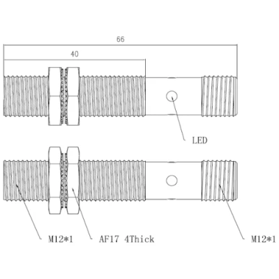 Датчик магнитный LANBAO FN12DPO-E2 цилиндрический, монтаж - заподлицо, расстояние срабатывания - 12мм, тип выходного сигнала - PNP NO, соединение - разъем M12, материал корпуса - латунь никелированная, IP67
