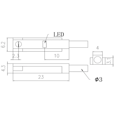 Датчик магнитный LANBAO FT05DLO прямоугольный, монтаж - заподлицо, тип выходного сигнала - 2-х проводной NO, соединение - кабель PVC 2м, материал корпуса - полибутилентерефталат, IP67
