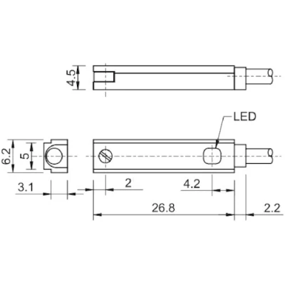 Датчик магнитный LANBAO FT07DPO 1001 прямоугольный, тип выходного сигнала - PNP NO, соединение - кабель 50см с разъемом M8, материал корпуса - полибутилентерефталат, IP67