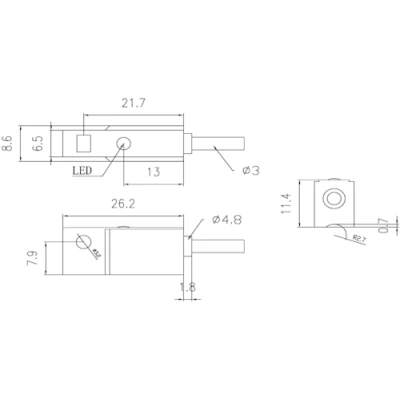 Датчик магнитный LANBAO FT21DLO прямоугольный, монтаж - заподлицо, тип выходного сигнала - 2-х проводной NO, соединение - кабель PVC 2м, материал корпуса - полибутилентерефталат, IP67