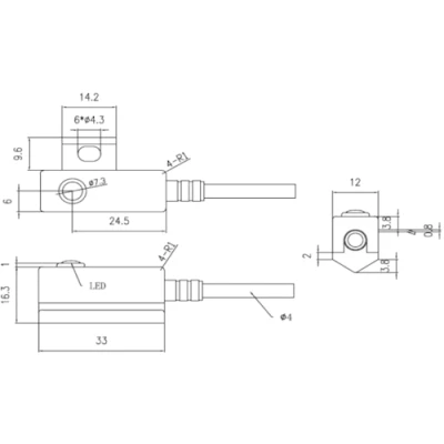 Датчик магнитный LANBAO FT53DLO прямоугольный, монтаж - заподлицо, тип выходного сигнала - 2-х проводной NO, соединение - кабель PVC 2м, материал корпуса - полибутилентерефталат, IP67