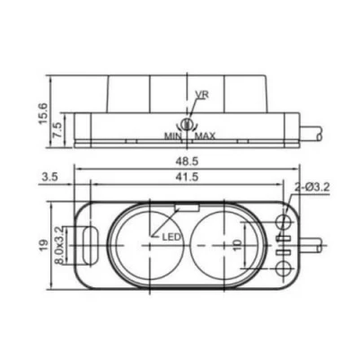 Датчики оптические LANBAO PBA, прямоугольный корпус, диффузные, питание - 12-24В, кабель 2м, IP54, расстояние срабатывания - 2000мм, материал корпуса - пластик