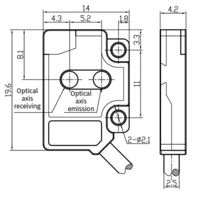 Датчики оптические LANBAO PSV, прямоугольный корпус, диффузные, питание - 12-24В, кабель 2м, IP65, расстояние срабатывания - 25-100мм, материал корпуса - пластик