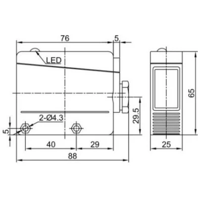 Датчики оптические LANBAO PTL-D, прямоугольный корпус, диффузные, питание - 12-240В, клеммы, IP67, расстояние срабатывания - 800-2000мм, материал корпуса - пластик