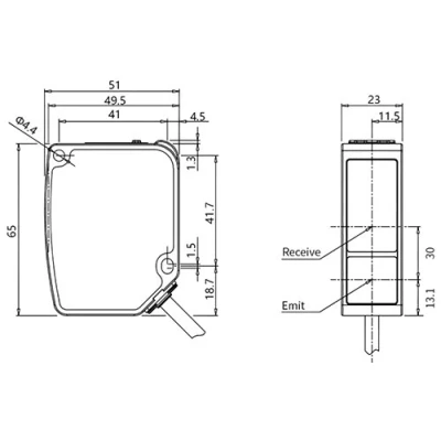 Датчик смещения лазерный LANBAO PDA-CR85TGIM, рабочая дистанция - 85мм, диапазон измерения - 25мм, кабель PVC 2м, корпус - алюминий, IP67