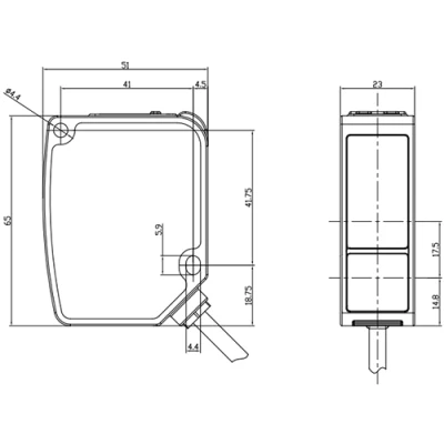 Датчик смещения лазерный LANBAO PDB-CR30TGI, рабочая дистанция - 30мм, диапазон измерения - 5мм, кабель PVC 2м, корпус - АБС-пластик, IP67