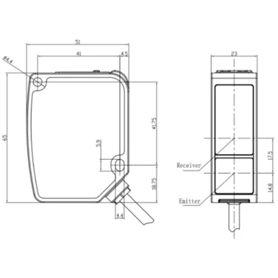 Датчик расстояния лазерный LANBAO PDB-CM8TGI, расстояние срабатывания - 0.2-8м, кабель PVC 2м, корпус - АБС-пластик, IP67