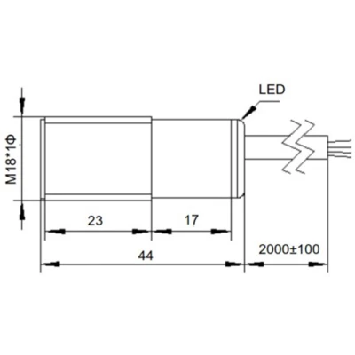 Датчик ультразвуковой LANBAO UR18-CC35DPB, расстояние срабатывания 30-350мм, тип выходного сигнала - PNP, кабель PVC 2м, корпус - никелированная латунь, IP67